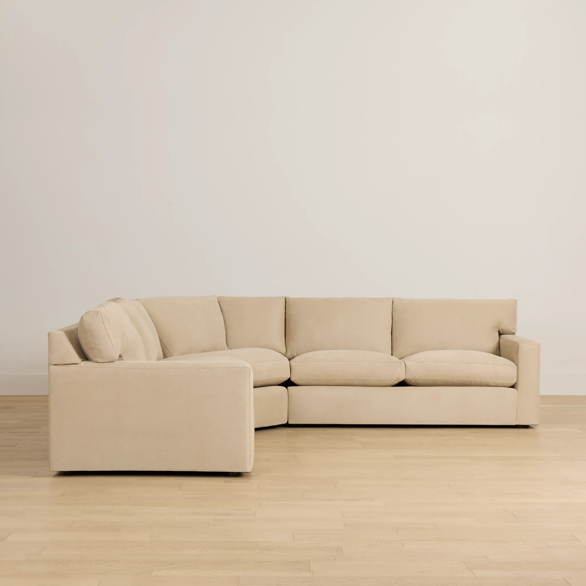 Hudson Beige Fabric Small 2-arm Wedge Sectional