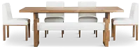 Haven Light Tone Wood Rectangular Table With 4 Side Chairs & Bench