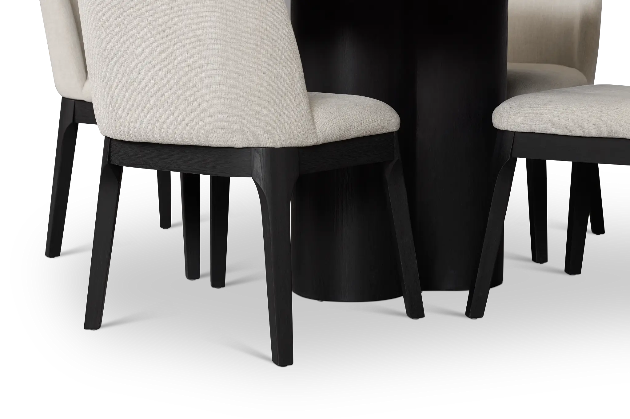 Emory Black Round Table & 4 Upholstered Chairs Emory Black Round Table & 4 Upholstered Chairs