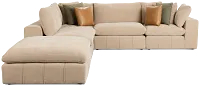 Cruz Light Beige Fabric 5pc Bumper Sectional