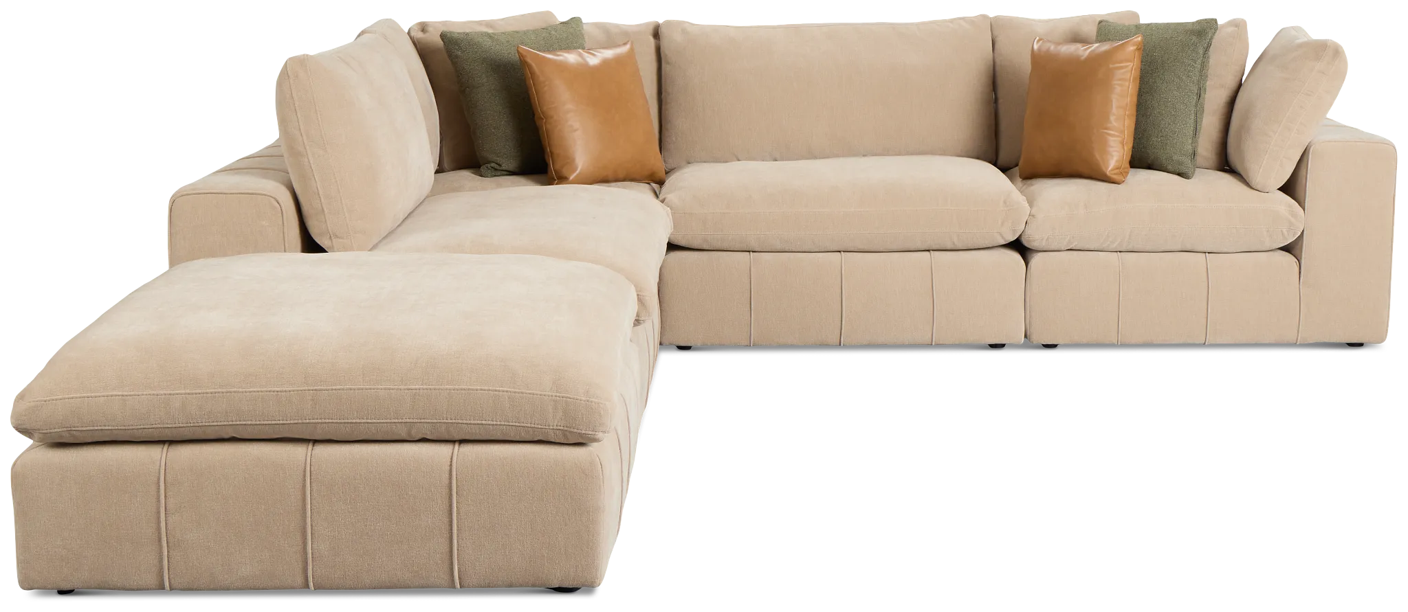 Cruz Light Beige Fabric 5pc Bumper Sectional