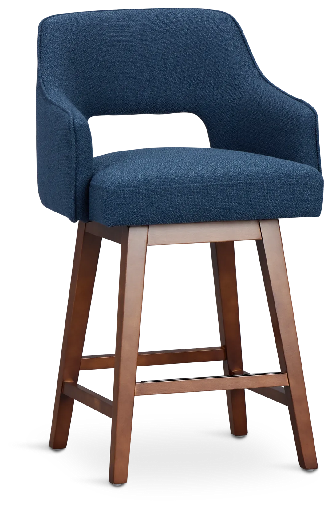 Oberlin Dark Blue Fabric 24" Swivel Barstool