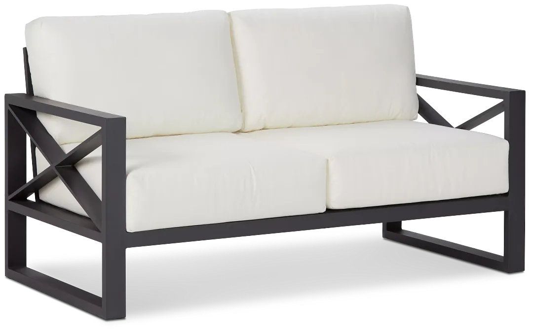 Linear Dark Gray White Aluminum Loveseat
