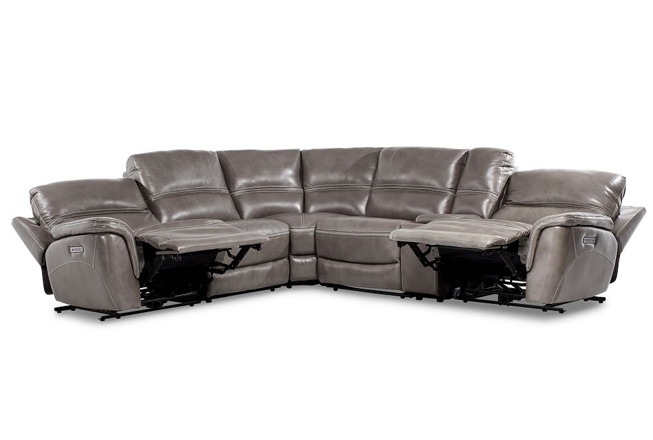 Bryson Dark Gray Lthr Vinyl Medium Dual Power 2 Arm