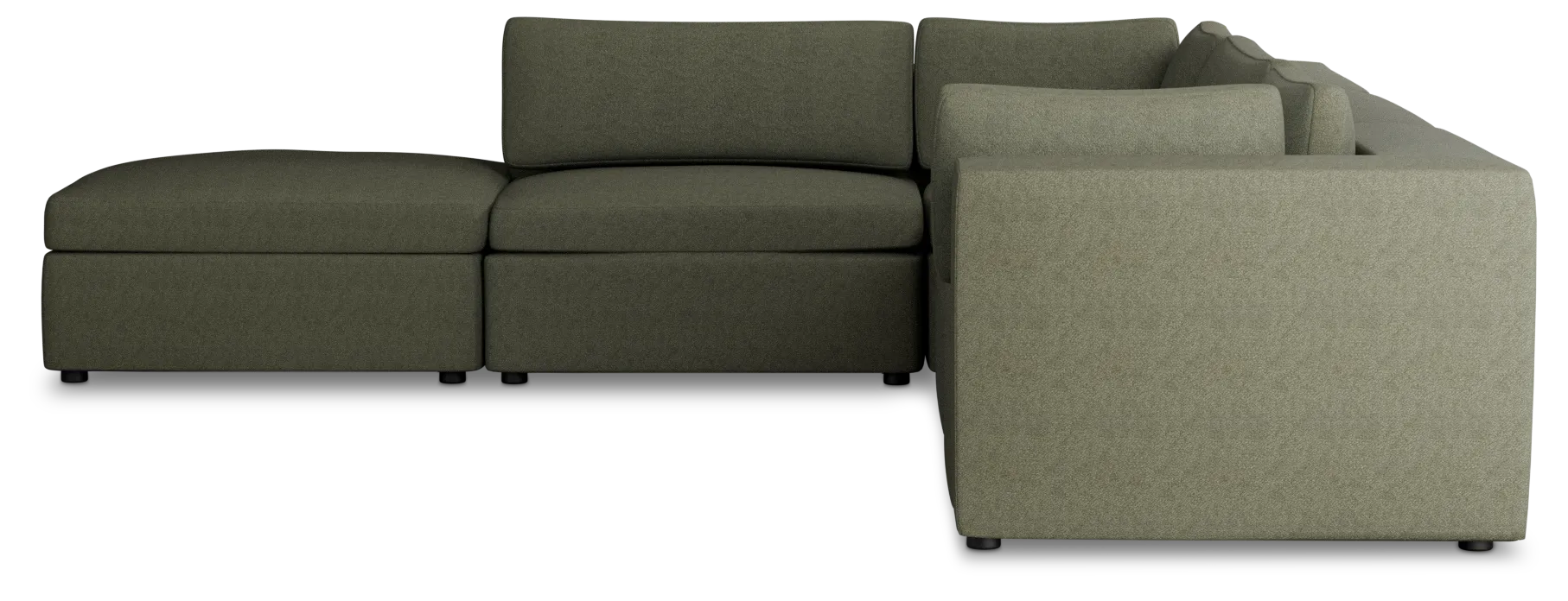 Destin Sutton Green Fabric 5pc Bumper Sectional