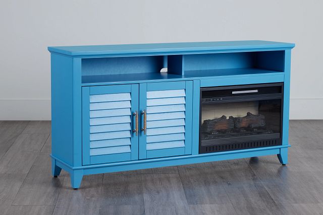 Cape May Teal 64" Tv Stand With Fireplace Insert