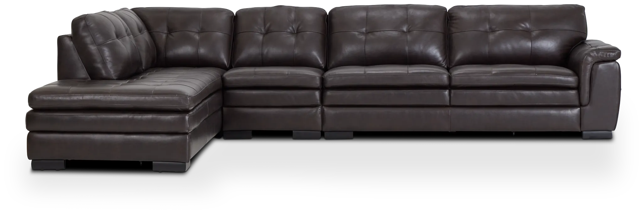 Braden Dark Brown Leather Medium Left Bumper Sectional