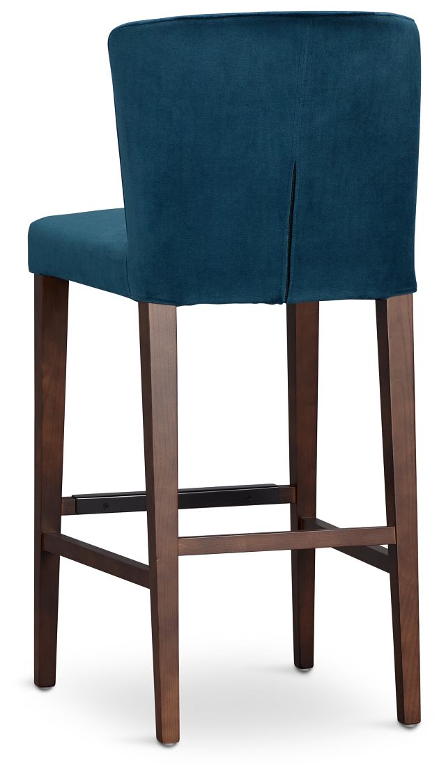 Bentley Dark Blue Velvet 30" Upholstered Barstool