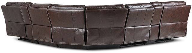 Valor Dark Brown Leather Large Dual Power Reclining Two-arm Sectional