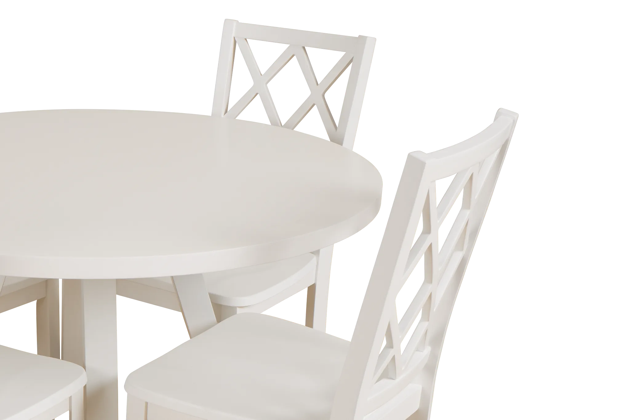 Edgartown White Round Table & 4 White Wood Chairs