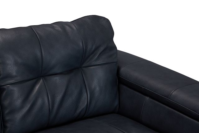 Rowan Navy Leather Left Chaise Sectional