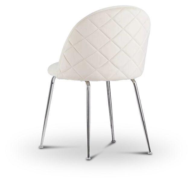 Capri Ivory Velvet Upholstered Side Chair W/ Chrome Legs