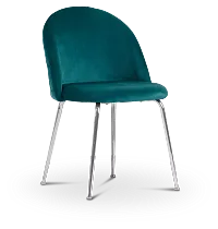 Capri Dark Teal Velvet Upholstered Side Chair W/ Chrome Legs