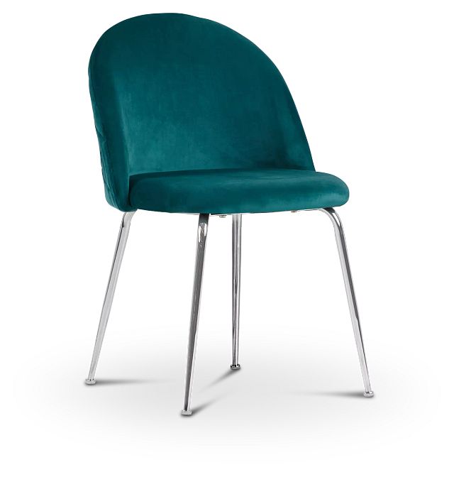 Capri Dark Teal Upholstered Side Chair W/ Chrome Legs (1)