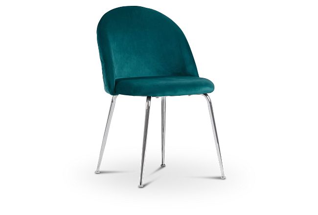 Capri Dark Teal Upholstered Side Chair W/ Chrome Legs