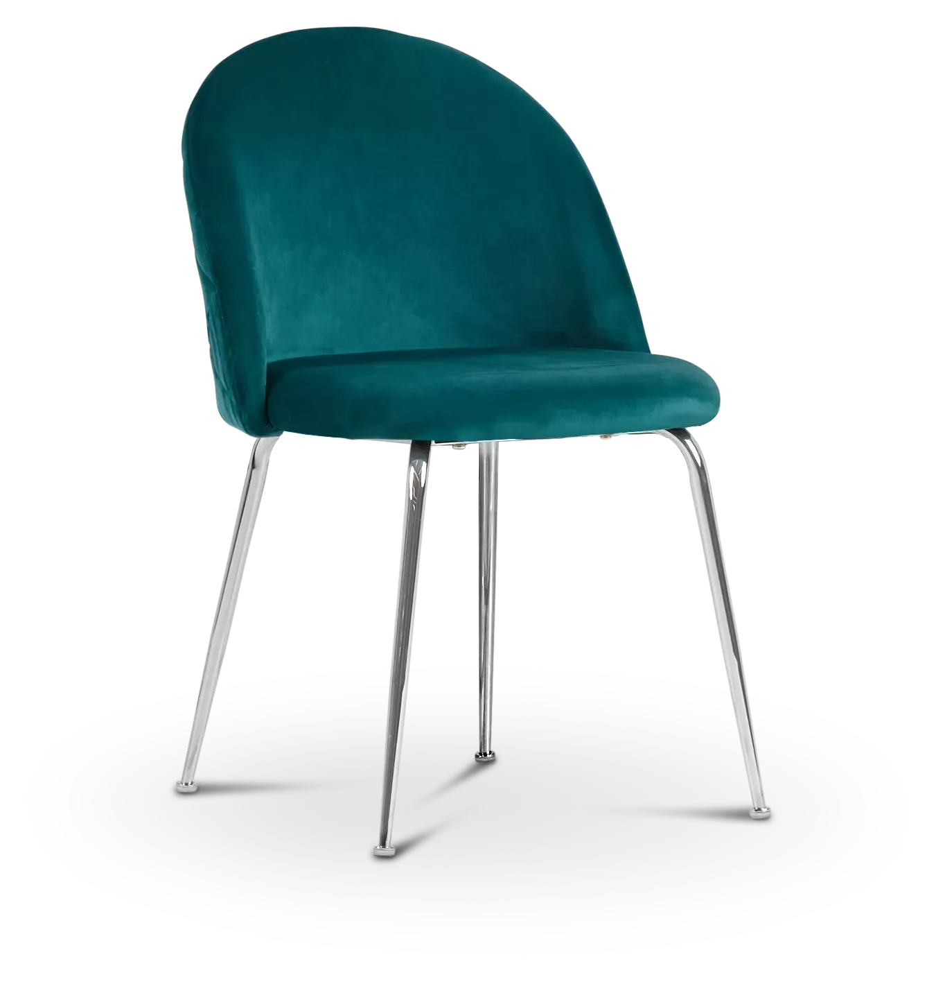 Capri Dark Teal Velvet Upholstered Side Chair W/ Chrome Legs