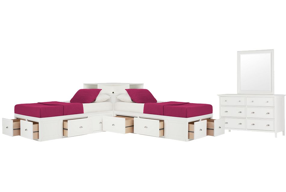 Spencer White Corner Platform Storage Bedroom Baby Kids Bedroom Sets City Furniture