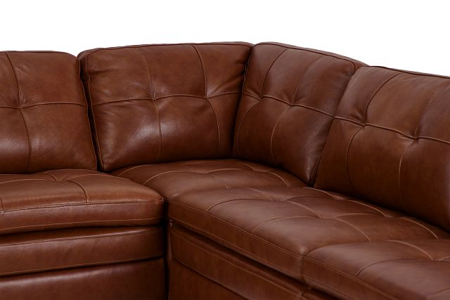 Braden Medium Brown Leather Small Two-arm Sectional