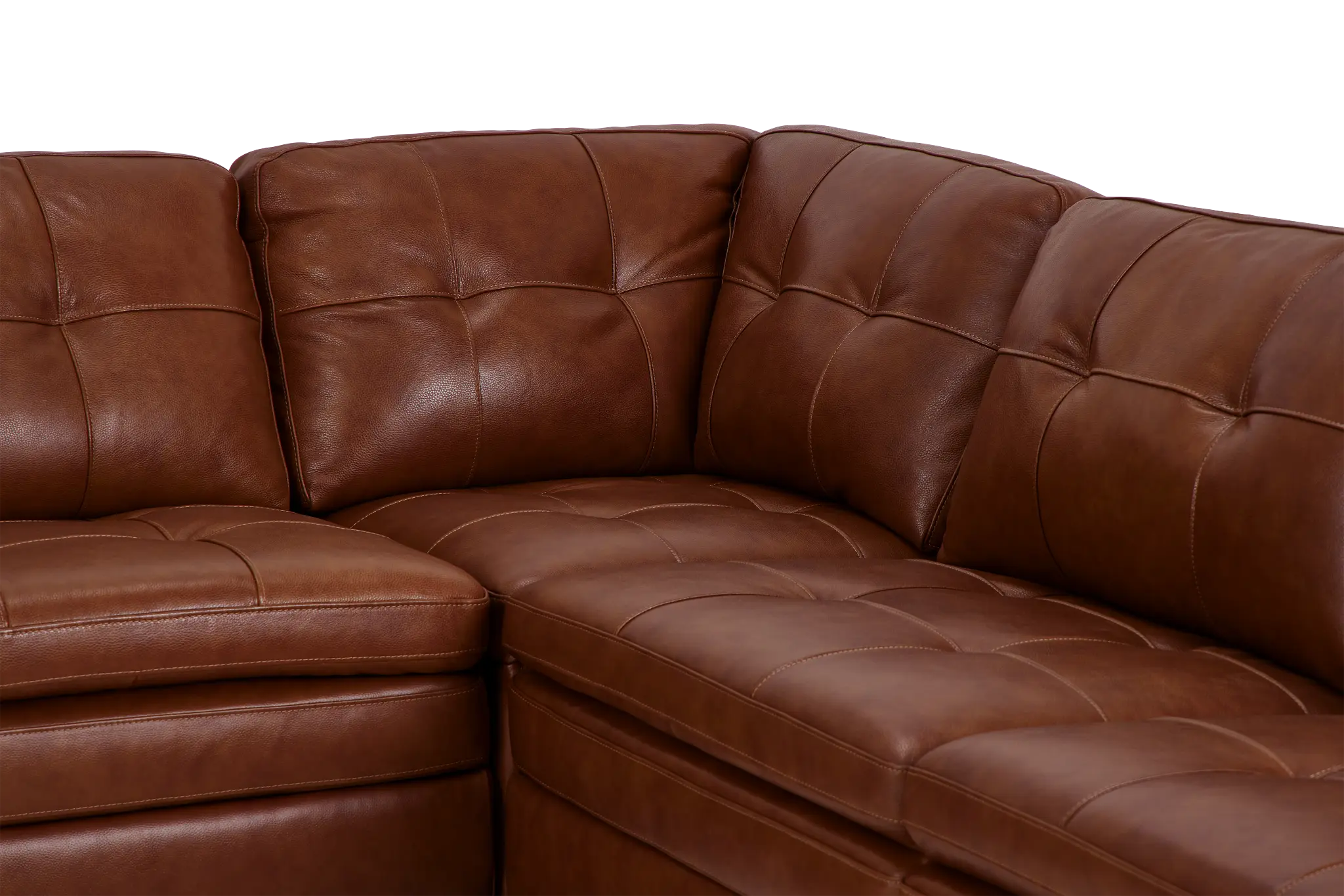 Braden Medium Brown Leather Small Two-arm Sectional Braden Medium Brown Leather Small Two-arm Sectional