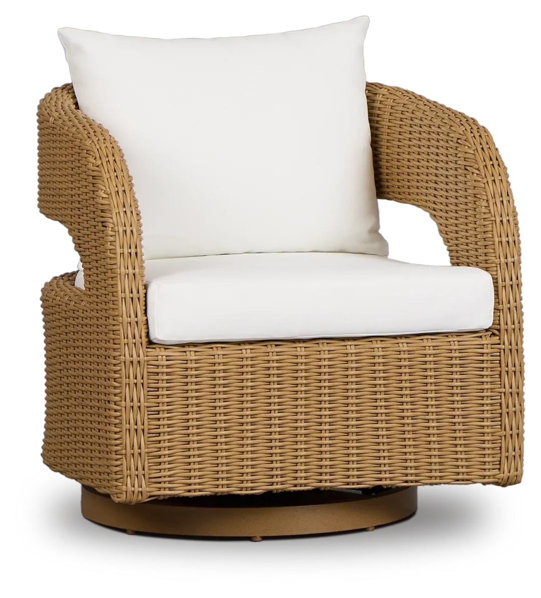 Mallorca Brown Accent Swivel Chair With White Cushions