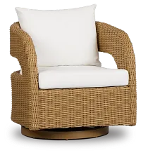 Mallorca Brown Accent Swivel Chair With White Cushions