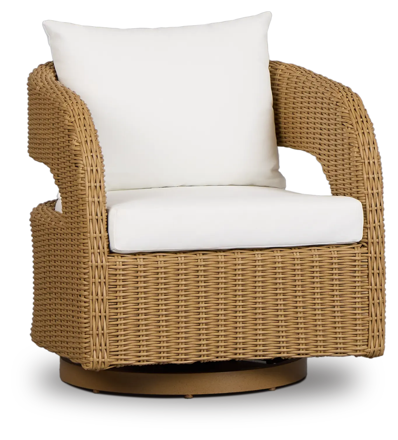 Mallorca Brown Accent Swivel Chair With White Cushions Mallorca Brown Accent Swivel Chair With White Cushions