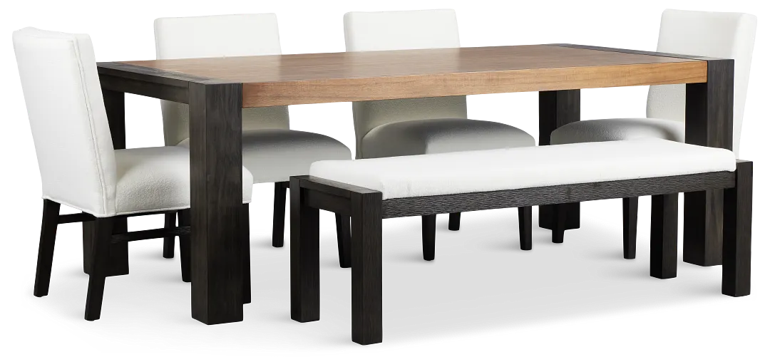 Jackson Two-tone Rectangular Table With 4 Side Chairs & Bench