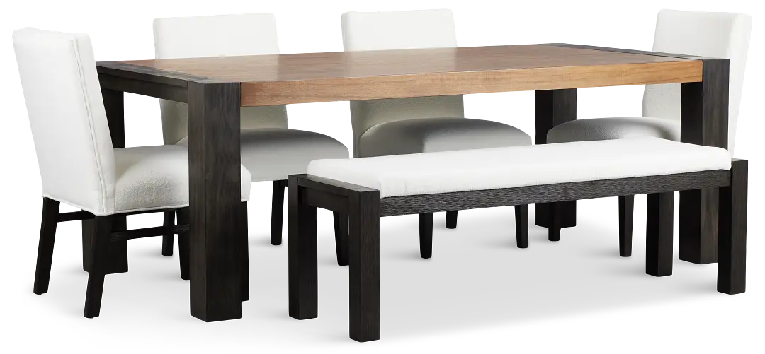 Jackson Two-tone Rectangular Table With 4 Side Chairs & Bench Jackson Two-tone Rectangular Table With 4 Side Chairs & Bench