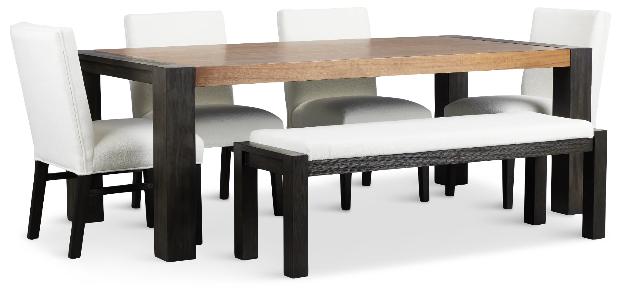 Jackson Two-tone Rectangular Table With 4 Side Chairs & Bench Jackson Two-tone Rectangular Table With 4 Side Chairs & Bench