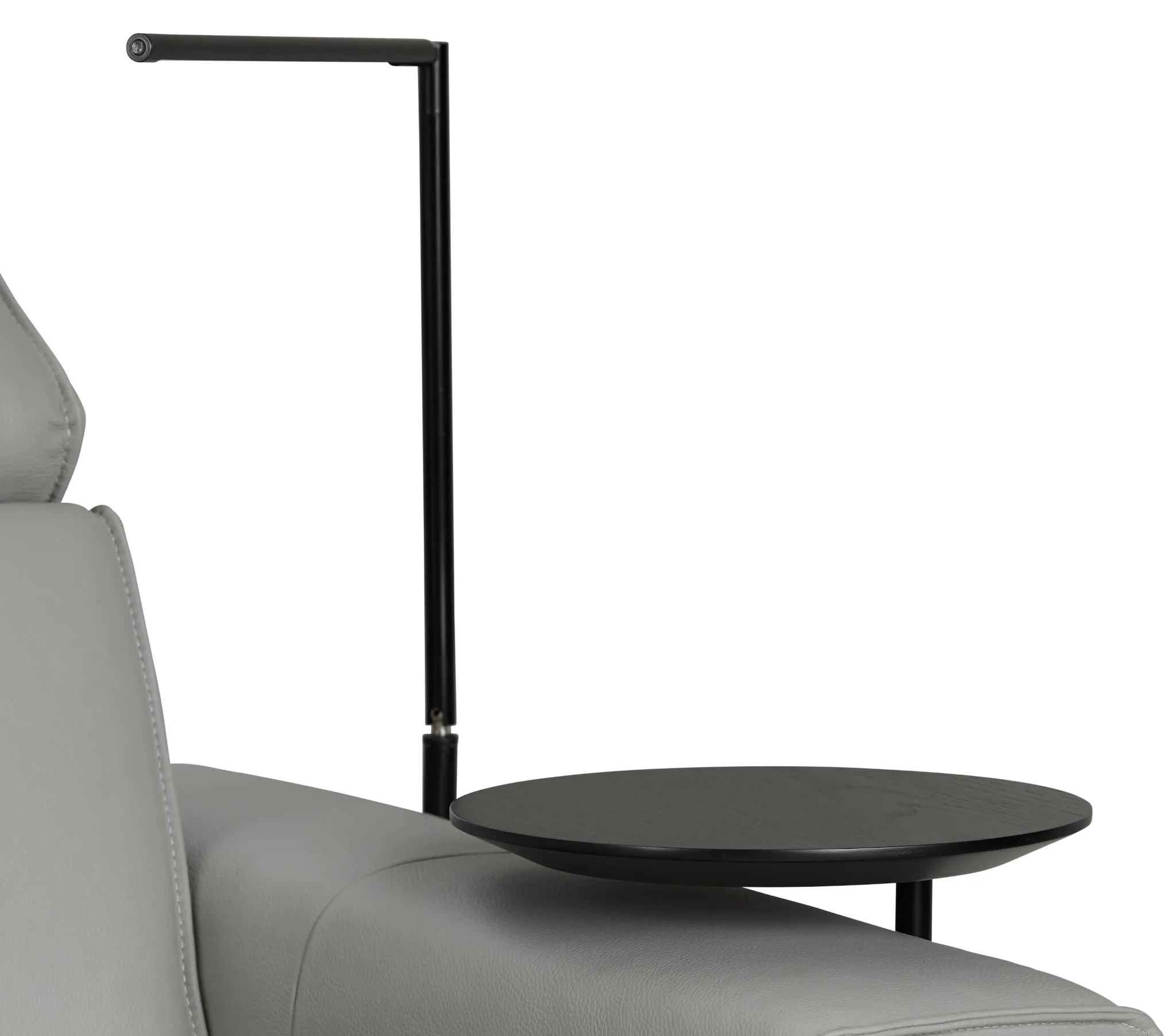 Carmelo Gray Leather Power Reclining Sofa With Right Table & Light