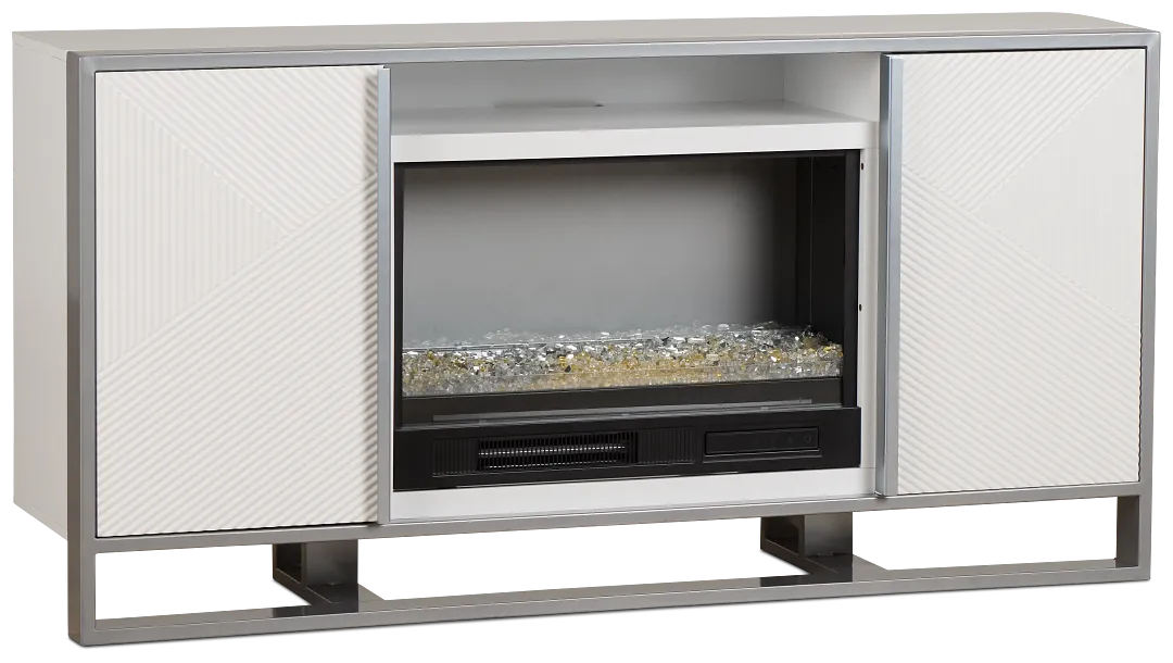 Stanley White 60" Tv Stand With Fireplace Insert