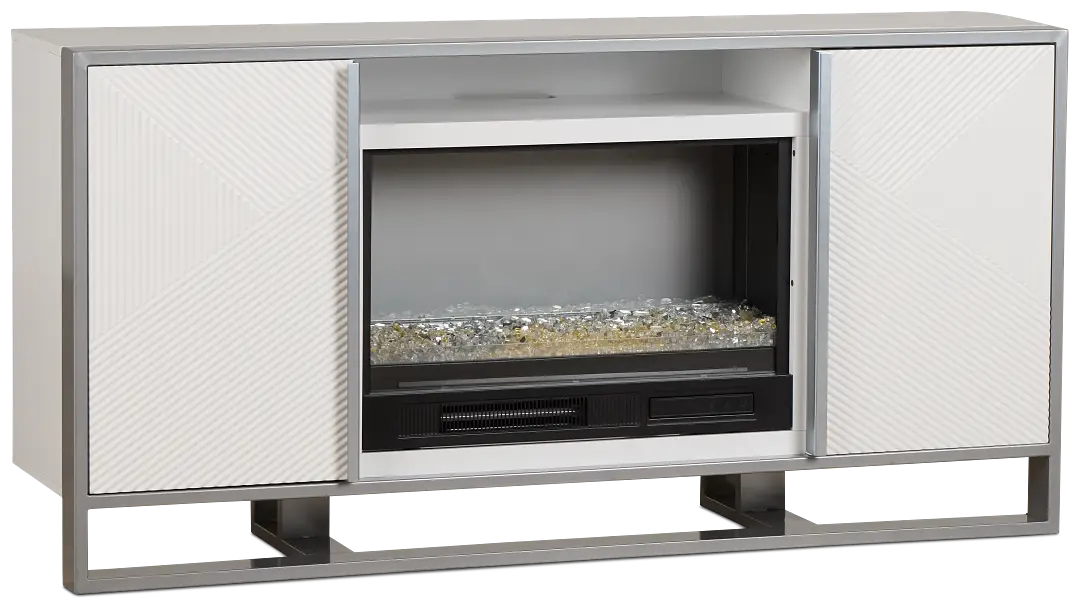 Stanley White 60" Tv Stand With Fireplace Insert Stanley White 60" Tv Stand With Fireplace Insert