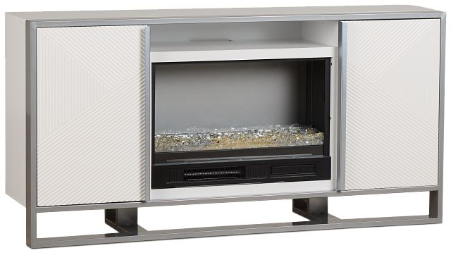 Stanley White 65" Tv Stand With Fireplace Insert