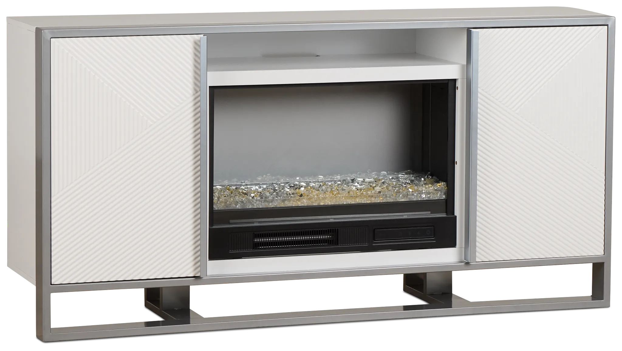 Stanley White 60" Tv Stand With Fireplace Insert