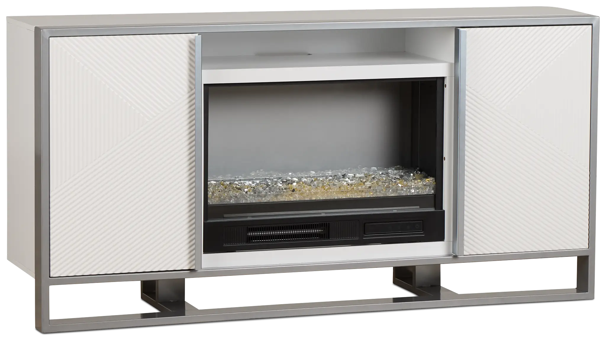 Stanley White 60" Tv Stand With Fireplace Insert Stanley White 60" Tv Stand With Fireplace Insert