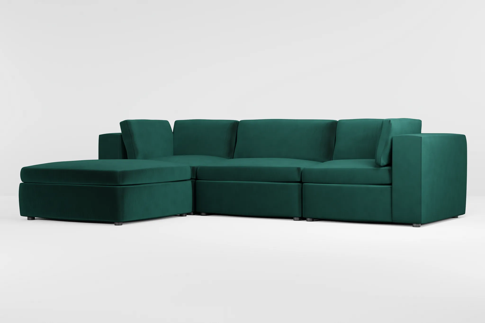 Destin Joya Green Velvet 4-piece Bumper Sectional