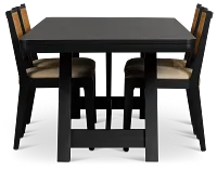 Pacific Black Trestle Table & 4 Upholstered Chairs