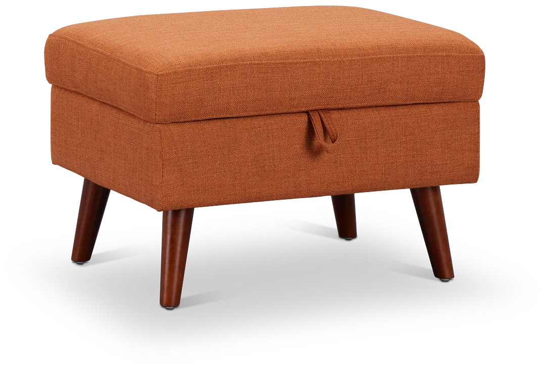 Raya Orange Fabric Storage Ottoman