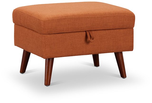 Raya Orange Fabric Storage Ottoman