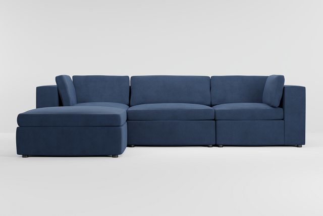 Destin Revenue Dark Blue Fabric 4-piece Bumper Sectional