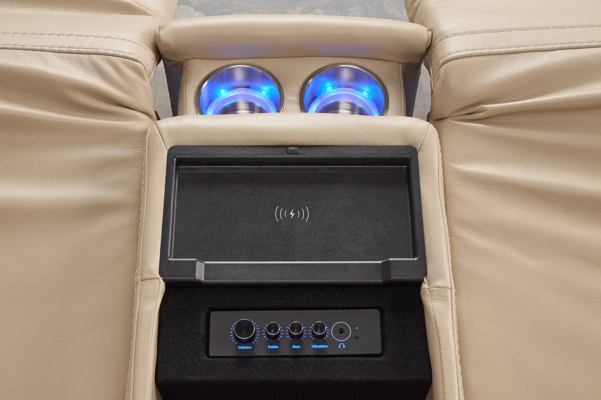 Fallon Beige Lthr/vinyl Power Reclining Console Loveseat W/ Massage Fallon Beige Lthr/vinyl Power Reclining Console Loveseat W/ Massage