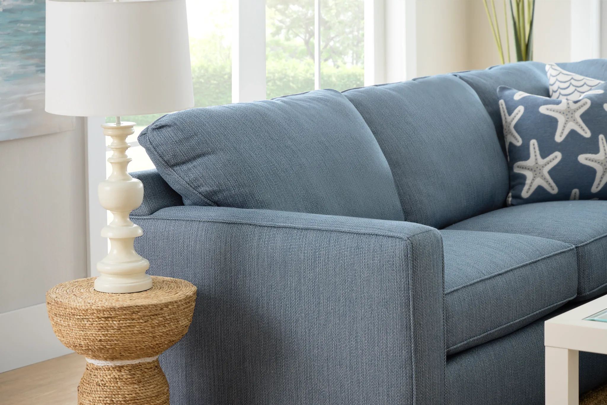 Rhodes Light Blue Fabric Medium Right Chaise Sectional