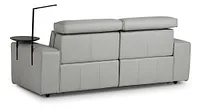 Carmelo Gray Leather Power Reclining Sofa With Right Table & Light