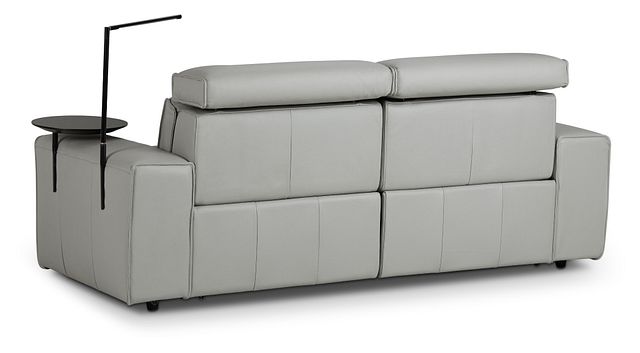 Carmelo Gray Leather Power Reclining Sofa With Right Table (3)