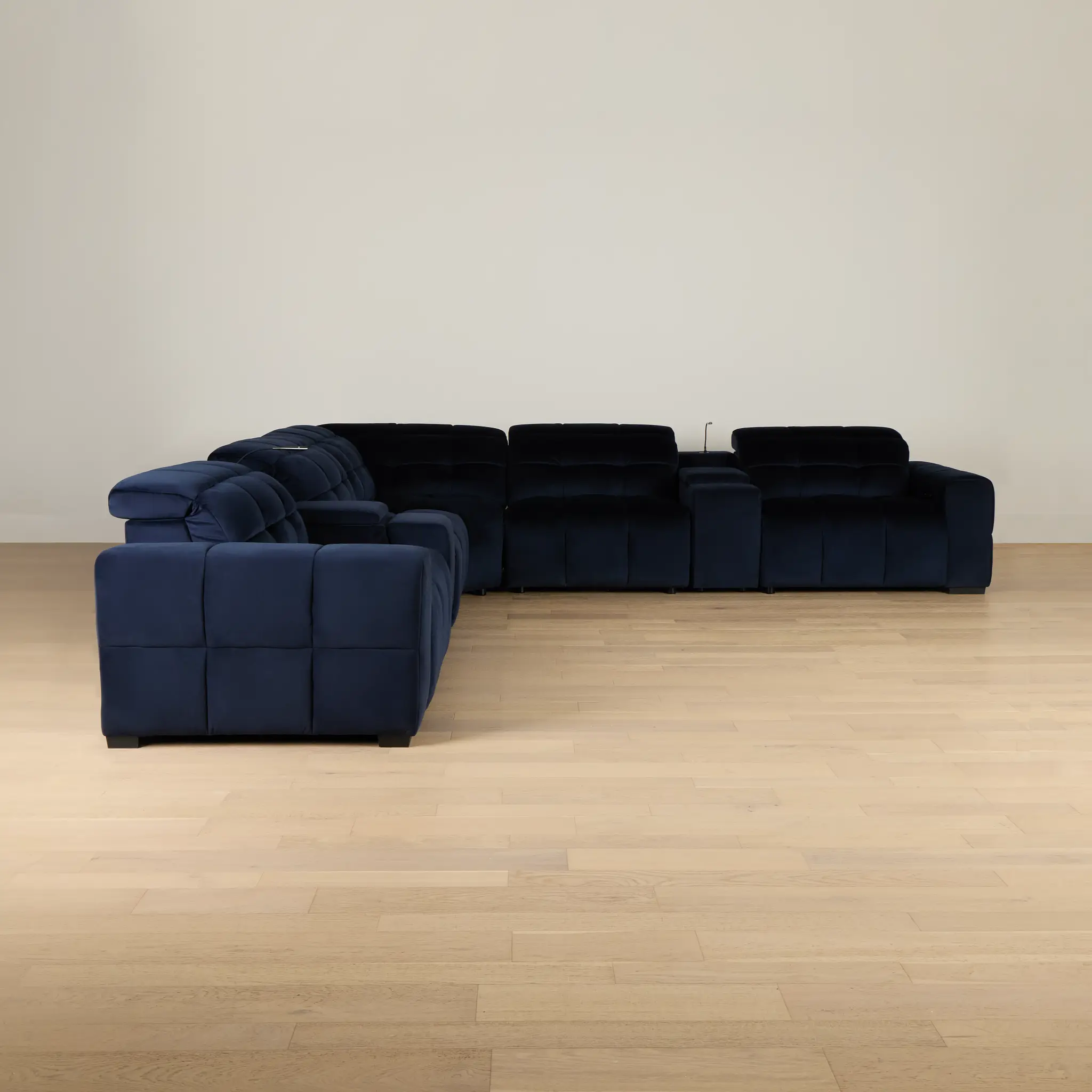 Gemma Navy Velvet Large Two-arm Power Reclining Sectional Gemma Navy Velvet Large Two-arm Power Reclining Sectional