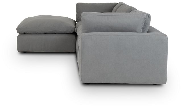 Grant Light Gray Fabric 4-piece Bumper Sectional