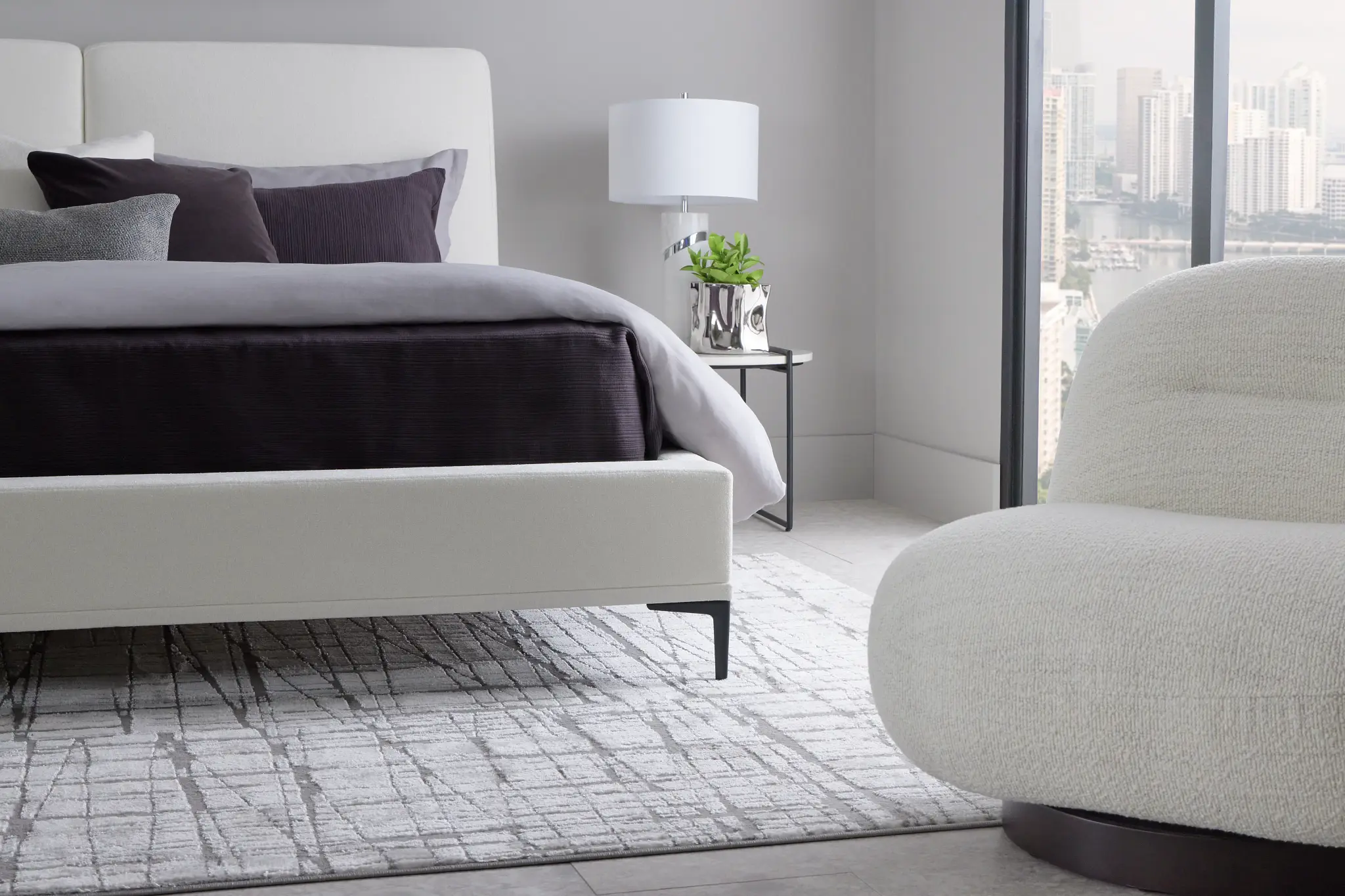 Emit Ivory Uph Panel Bed Emit Ivory Uph Panel Bed