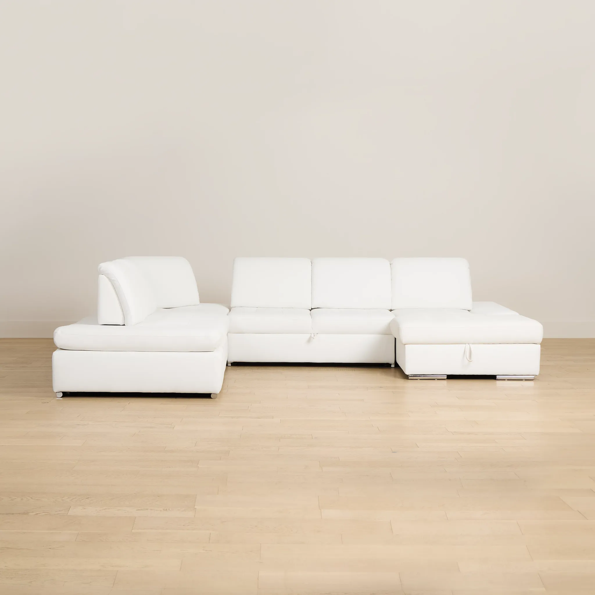 Eden White Lthr/vinyl Medium Right Chaise Sleeper Sectional