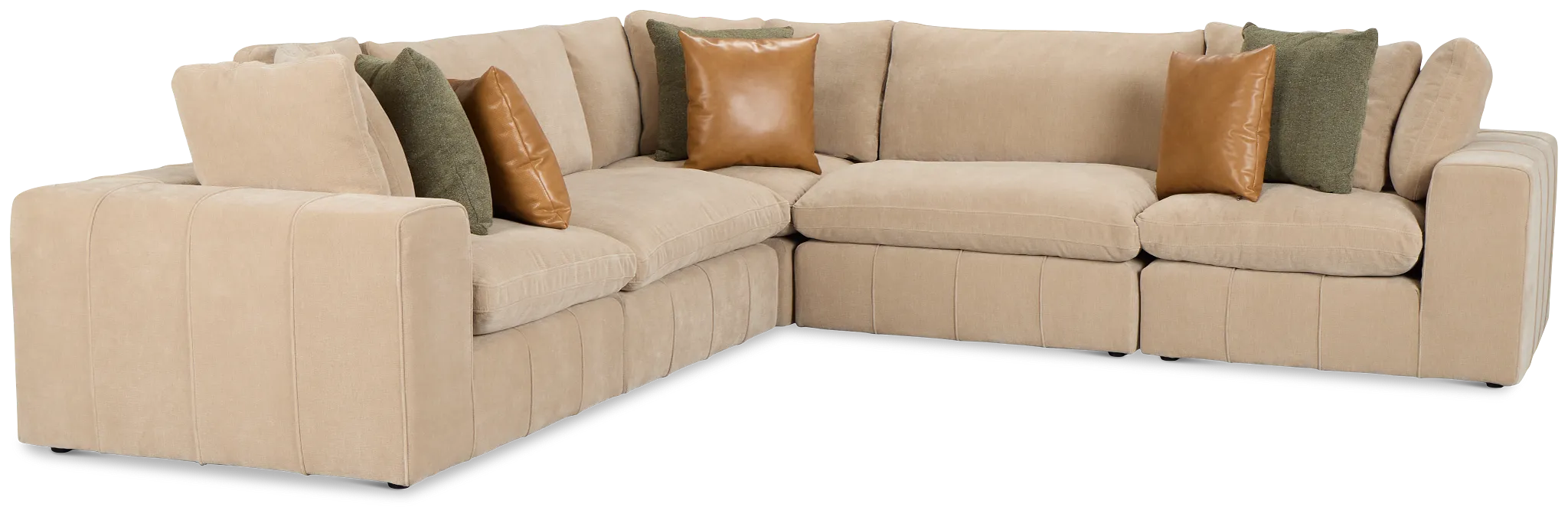 Cruz Light Beige Fabric 5-piece Modular Sectional
