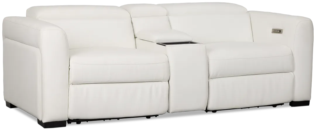 Melody White Micro Power Reclining Console Sofa